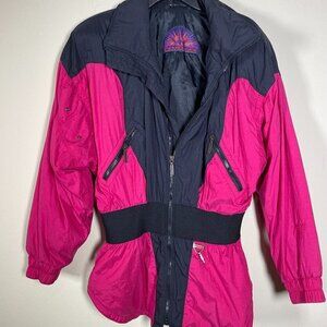 Vintage Tyrolia Pink/Black Colorblock Thermore Ski Jacket 80s Women's Sz 12
